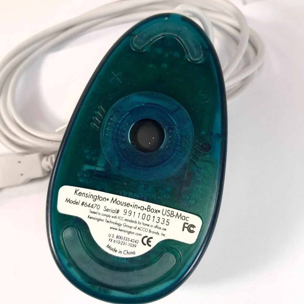 Vintage Kensington Mouse in a Box MAC USB‎ Green translucent clear #64470 wired